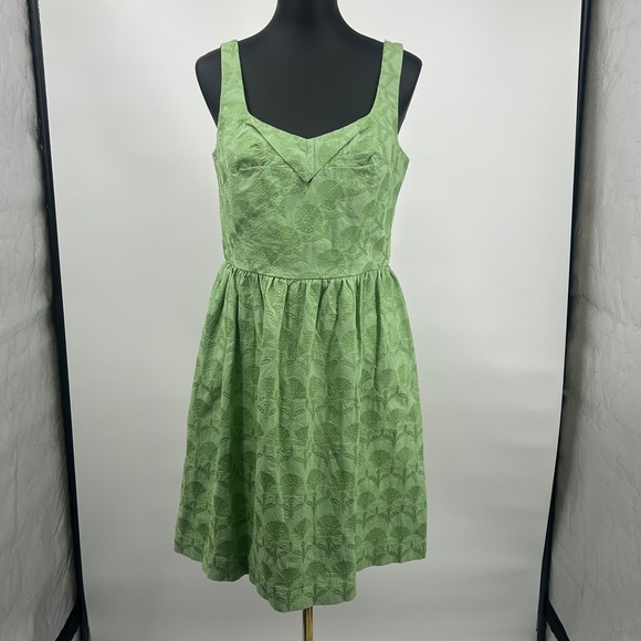 Antonio Melani Floral Eyelet Fit and Flare Dress Green 8 - Picture 2 of 10